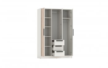 Шкаф 1300 мм 83.08 Вегас (3-х дв.) белый (Олмеко) в Урае - uraj.mebel-e96.ru