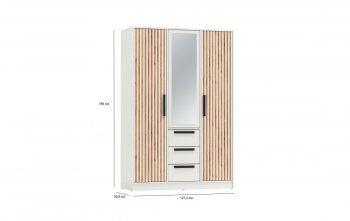 Шкаф 1300 мм 83.08 Вегас (3-х дв.) белый (Олмеко) в Урае - uraj.mebel-e96.ru