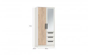 Шкаф 850 мм 83.09 Вегас (2-х дв.) с зеркалом белый (Олмеко) в Урае - uraj.mebel-e96.ru