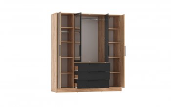 Шкаф 1700 мм 83.07 Вегас (4-х дв.) черный (Олмеко) в Урае - uraj.mebel-e96.ru