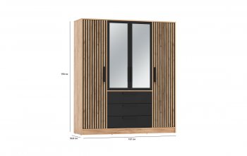 Шкаф 1700 мм 83.07 Вегас (4-х дв.) черный (Олмеко) в Урае - uraj.mebel-e96.ru