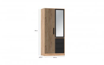 Шкаф 850 мм 83.09 Вегас (2-х дв.) с зеркалом черный (Олмеко) в Урае - uraj.mebel-e96.ru