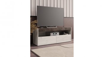 ТВ тумба Вегас Дуб Крафт Белый/Ателье темн. (Лин) в Урае - uraj.mebel-e96.ru