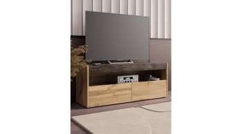 ТВ тумба Вегас Дуб Вотан/Ателье темн. (Лин) в Урае - uraj.mebel-e96.ru