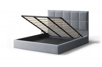Кровать с ПМ Велла велюр NEO 25 (серый) (МЛК) в Урае - uraj.mebel-e96.ru