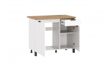 Шкаф нижний Венера (1000) ЛДСП белый (Олмеко) в Урае - uraj.mebel-e96.ru