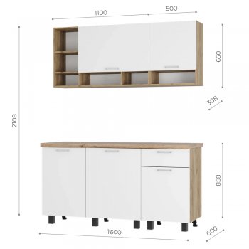 Кухонный гарнитур 1600 мм Вика (БТС) в Урае - uraj.mebel-e96.ru