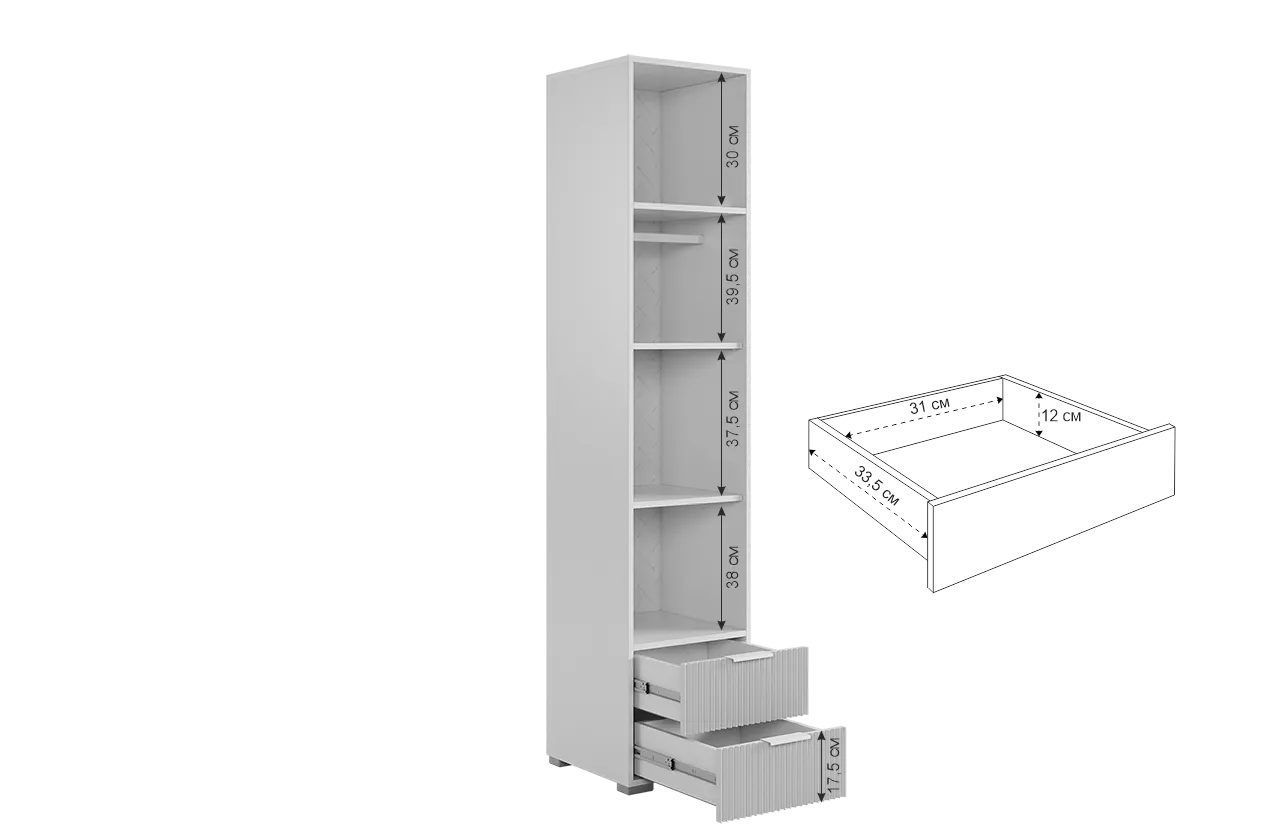 Шкаф-пенал 400 мм однодверный 107.01 Зефир розовый (Мебельсон) в Урае - uraj.mebel-e96.ru